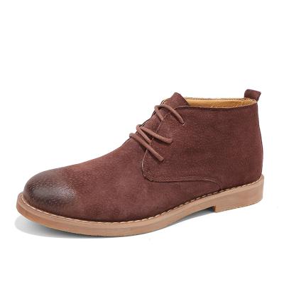 China Anti-odor LOOK MEN'S GENUINE LEATHER ANKLE BOOTS LACE UP MEN'S STYLE FORMAL MEN'S SHOES BLACK BROWN MEN'S BASIC BOOTS for sale