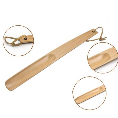 China Long Shoe Grip Shoe Horn Spoon Shape Unisex Bamboo Shoehorn Sturdy Glide Flexible 38cm Professional Eco-friendly Shoe Horns for sale