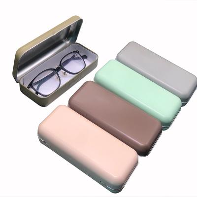 China Recyclable Custom Glass Tin Box With Hinge Metal Rectangular Box For Glasses Pencil Packaging Box for sale