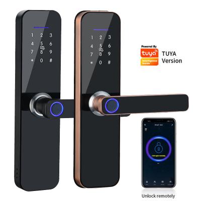 China Aluminum alloy WIFI Tuya APP Biometric Fingerprint Electronic Lock Password RFID Card Remote Unlocking Smart Door Lock for sale