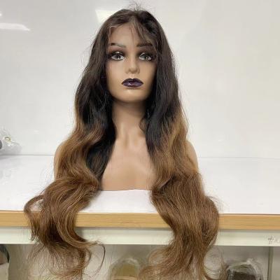 China Loose Wave Two Indian Remy Human Hair Lace Front Wig Tone Color 1b4 100% Virgin Fast Express Delivery for sale