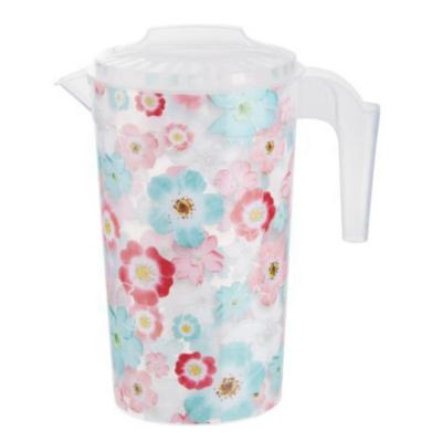 China 2 L Sustainable Clear Water Jug Plastic Cold Drink Round Pitcher With Lid for sale