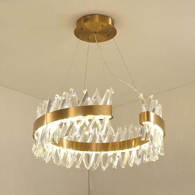 China Semi Ellipse Luxury Pendant Lights K9 Ceiling Light Modern Crystal Chandelier 4500K 6500K for sale