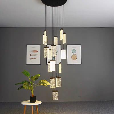Chine Éclairage de l'escalier du hall d'hôtel Aluminium et lampe suspendue en cristal pour un design moderne à vendre
