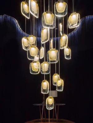 Chine Nordic Light Luxury Designer LED Light Strip Crystal Glass Pendant Lamp Pour le salon salle à manger Villa Escalier à vendre