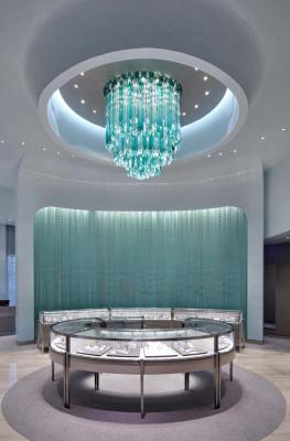 China Juwelierhausdecken blau-grüner Eisfall handgefertigte geblasene Eisblätter kundenspezifischer Stalagit-Kronleuchter Hotel-Lobby-Villa-Kronleuchter Ingenieurlampen nicht standardmäßig kundenspezifisch zu verkaufen