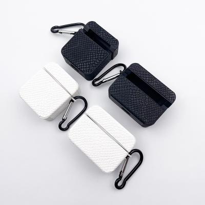 China Anti-drop Fashion Square Leather Case For Airpod Multicolor With Hook Case Black White Soft Case For Airpods3 for sale