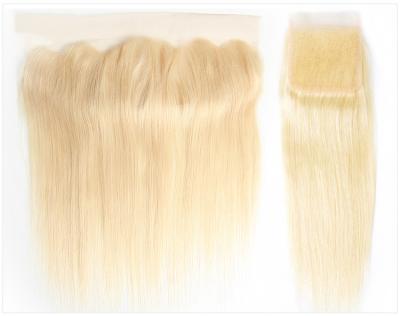 China Can be dyed any color and ironed 613 blonde hair extensions wholesale virgin russian transparent headband lace closure hair extensions for sale
