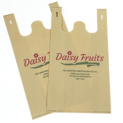 China Custom Printed Cheap Non Woven W Cut Carry Bags Wholesale Eco-Friendly Grocery Bags for sale