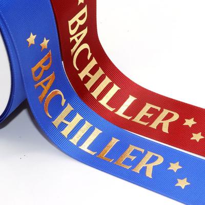 China Custom goedkope logo folie gestempeld Grosgrain lint voor cadeau dozen, kleding & branding Te koop