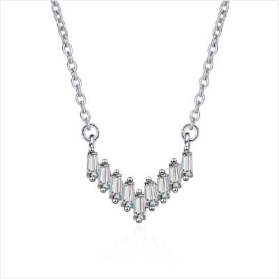 China 2022 Fashion Trendy Necklace Jewelry U Shaped Diamond Silver Necklace Women Wedding Gift Birthday for sale