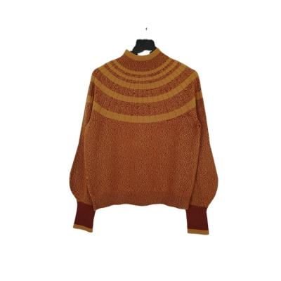 China Anti-Wrinkle Women's Color Block Patchwork Crewneck Long Sleeve Pullover Sweater for sale