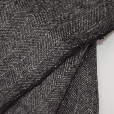 China Double Faced Silk Double Face Overlaying Gray Herrigbone Woven Fabric Two Sides Wool Fabric Mid Weight Wool Fleece Textile For Jacket&dress for sale