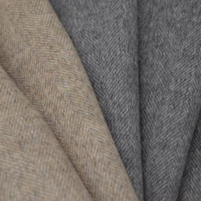 China Double Faced Woven Fabric Two Sides Gray Khaki Wool Fabric Herringbone Wool Mid Weight Woven Fleece For Overcoat& Jacket/Dress for sale