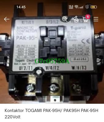 China Hitachi screw compressor maintenance accessories togami contactor pak-95h G7C05759A for sale