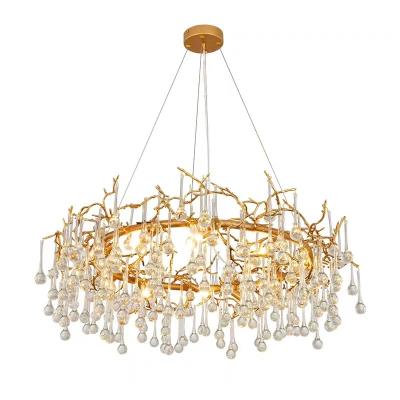 China Modern luxury brass and crystal lighting chandelier design for home decoration, lobby design for sale