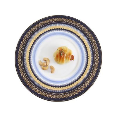 China Sustainable Luxury Gold Rim Chocolate Ceramic Porcelain Dinner Plates Dinnerware Sets for sale