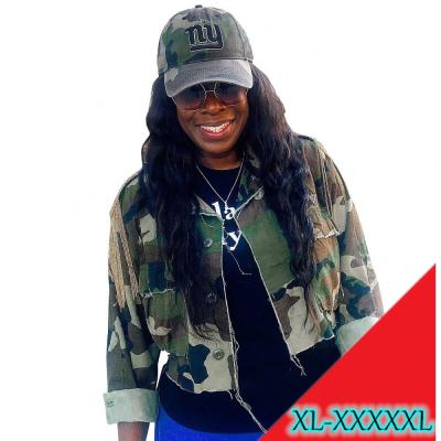 China Plus size 19459 2020 autumn and winter camouflage wash large size women's personality casual coat for sale