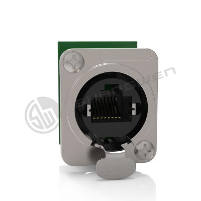 China Categorie 5e Rj45 Ethernet Chassis Connector D Shape Panel Industrial Te koop