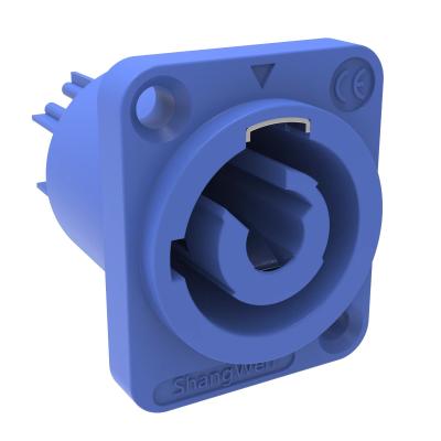 China Poweron LED-scherm-display Audio-connector Socket 20A Blauw 3 Vrouwelijk paneelmontage IP44 Te koop