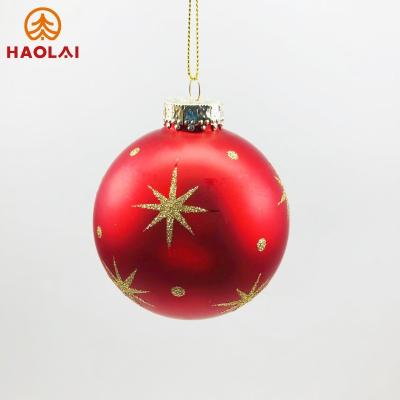 China Christmas tree ornament Christmas decoration supplies 8cm painted Christmas glass ball exquisite Christmas tree indoor festive decoration pendant2023 for sale