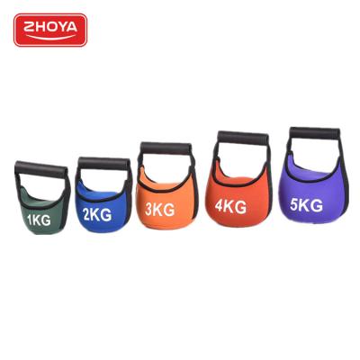 China No Leakage Soft Sand And Weightlifting Zhoya Neoprene Sandbag Durable Wholesale Body Fitness With Kettlebell Handle for sale