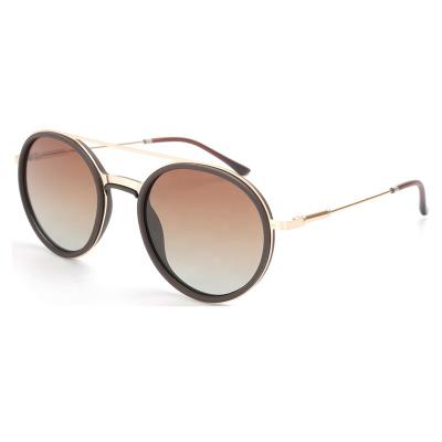 China Retro Polarized Sunglasses Two Tone Double Bridge Metal With TR Round Frame Polarized Lens Sunglasses for sale