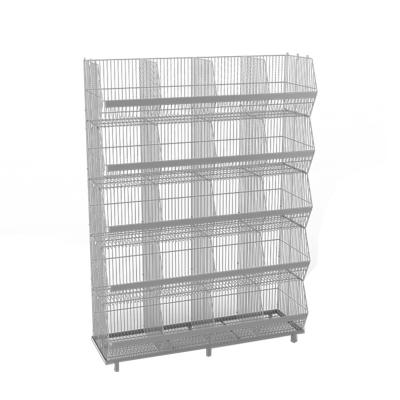 China Display Stand Supermarket Storage Stacking Display Metal Wire Mesh Shelving Promotional Rack Product Display Rack for sale