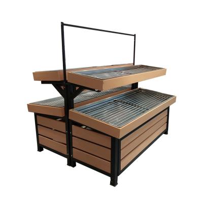 China Multi-layer single-sided or double-sided fruit and vegetable supermarket display stand single and double sided rack for sale