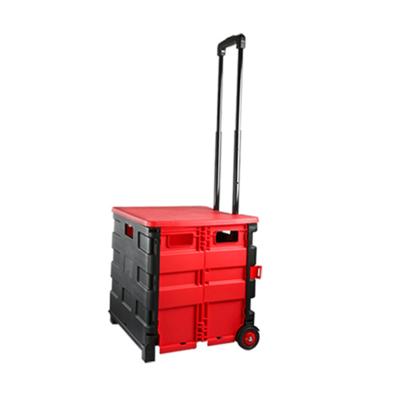 China Supermarket Shopping Plastic Portable Collapsible Folding Carry Hand Trolley Cart for sale