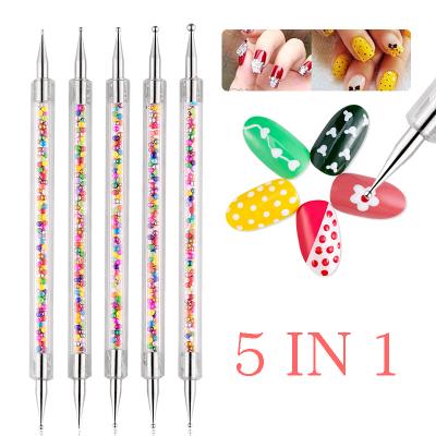 China Focstar 5pcs Dotting Nail Art Double Ends Pen Tool Nail Art Tip Dot Paint Manicure Brush Kit (BTB042) for sale