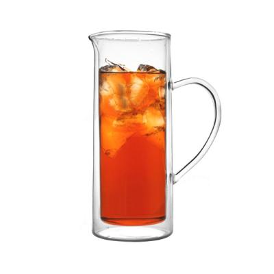 China Sustainable Double Wall Borosilicate Heat Resistant Glass Jug for sale