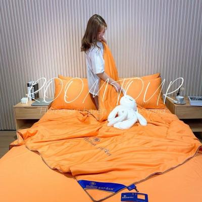 China 2021 Factory 4 Color Hotel Bedding Set Anti-static Luxury Chinese Empire Silk Sheet Pillowcase Bedding Set For Family for sale