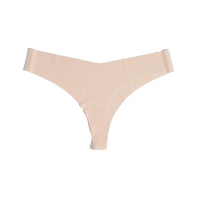 China High Quality Ice Silk G - String Solid Color Antibacterial Sexy Seamless Cheeky Underwear Panties T-Back Plain Thong for sale