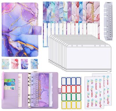 China Spiral Wholesale Budget Binder PU Leather Notebook Money Organizer Planner Zipper Accessories A6 Budget Binder with Cash Envelopes for sale