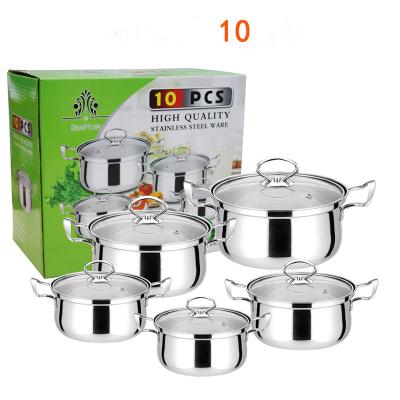 China Sustainable hotsale pot set 10pcs stainless steel cooking pot kitchen utensils kitchen accessories set cookware set for sale