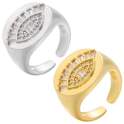 China Lucky EyeLadies Fashion Jewelry Evil Eye Ring Personalized 18k Gold Plated Zirconia Rings CZ Crystal Eye Finger Open Adjustable for sale