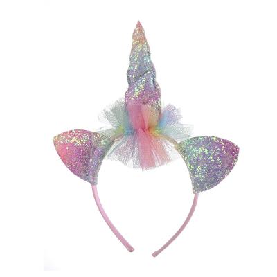 China Party Carnival Sequin Color Lace Unicorn Headband Unicorn Hair Band Unicorn Hair Accessories For Party for sale