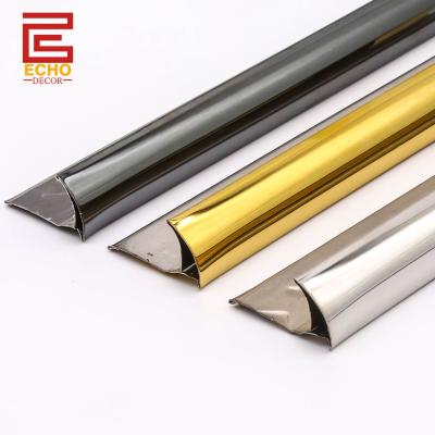 China Gold Bullnose Stainless Steel Tile Trim 2.5m Quarter Round Tile Edge Trim for sale