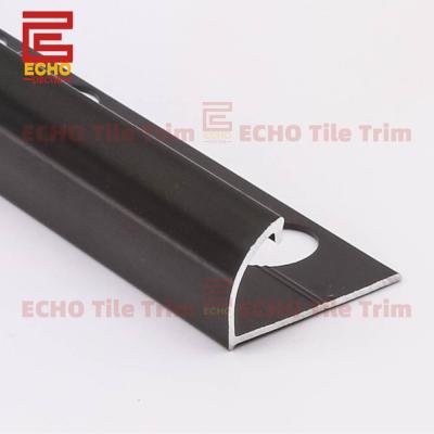 China Bathroom Decorative Aluminum Tile Trim Round Black Tile Edge Trim for sale