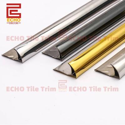 China Low Moq Quarter Round Metal Stainless Steel Tile Trim Gold 2.5m for sale