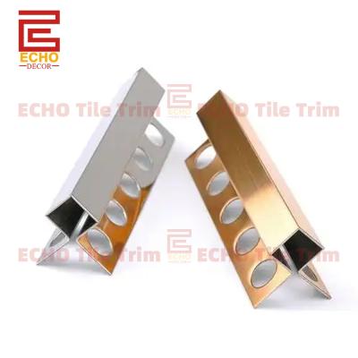 China 12mm Double Sided Square Angle Trim Stainless Steel Tile Trim for sale