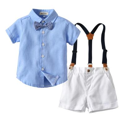China Smart Casual Factory Direct Supply Spring and Autumn Casual Long Sleeve Shirt Suspenders Kids Partysuit For Boys for sale