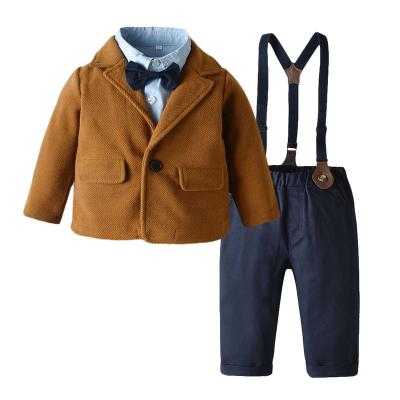 China Smart Casual Fashion Design Boys Clothing Set Suit Outerwear Cotton Long Sleeve Jacket Toddler Unisex Suit 3 Pcs Clothes Set for sale