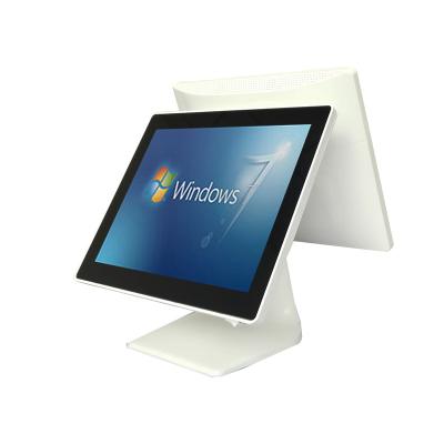 China Retail Restaurant Hospital Hospitality Newly 15'' Main Display Dual Touch Screen All In One Cash Register Electronics POS System Machine For Resell for sale