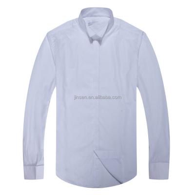 China Wing Tip Collar Single Color White Dress Plus Size Slim Fit Shirts for sale