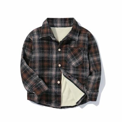 China Fleece Striped Stylish Kids Breathable Plaid Shirts For Boys for sale