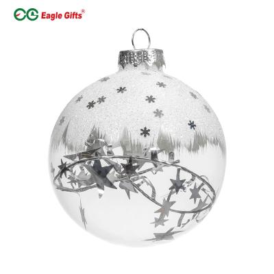 China Eaglegifts Wholesale Fillable Christmas Glass Bauble 8Cm/10CM Hot Selling Glass Ball for sale