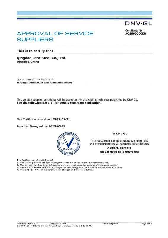 DNV - Qingdao Jero Steel Co., Ltd.