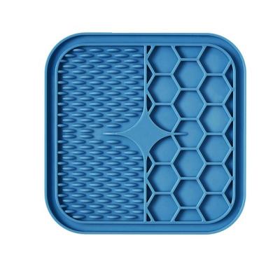 China Stainless Steel Custom 3 Sizes Quadrate Dog Lick Mats Slow Feeder Dog Licking Pad Bowls Dog Food Mat With Suction Cups for sale